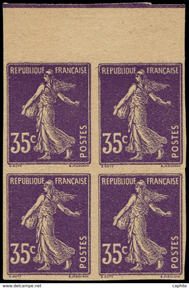 (*) FRANCE - Poste - 142, Papier GC, Bloc De 4, Bdf, Signé: 35c. Semeuse Violet - 1849-1850 Cérès