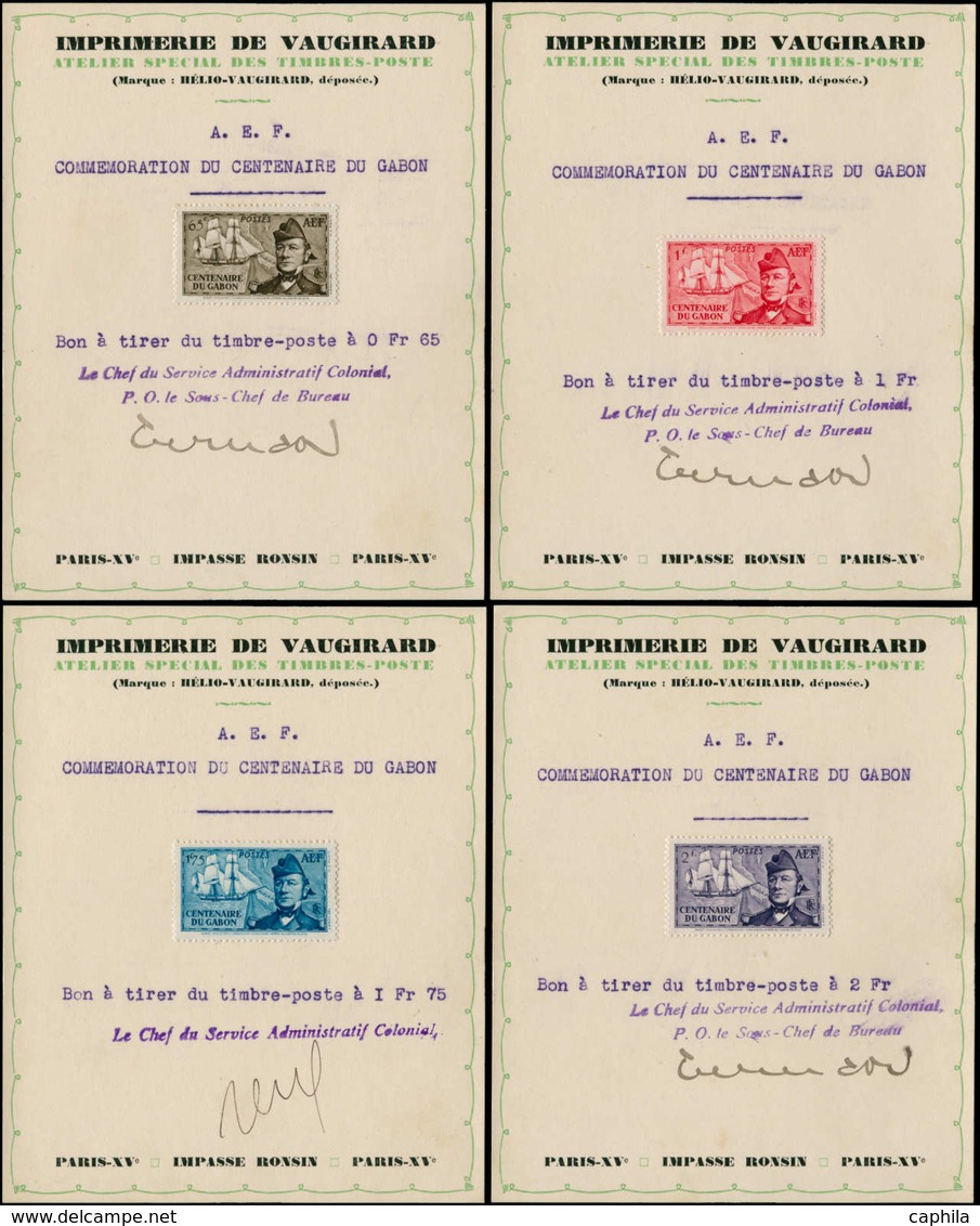 BAT AFRIQUE EQUATORIALE - Poste - 66/69, Série Complète De 4 Bons à Tirer Vaugirard, Signés: Centenaire Du Gabon (unique - Autres & Non Classés