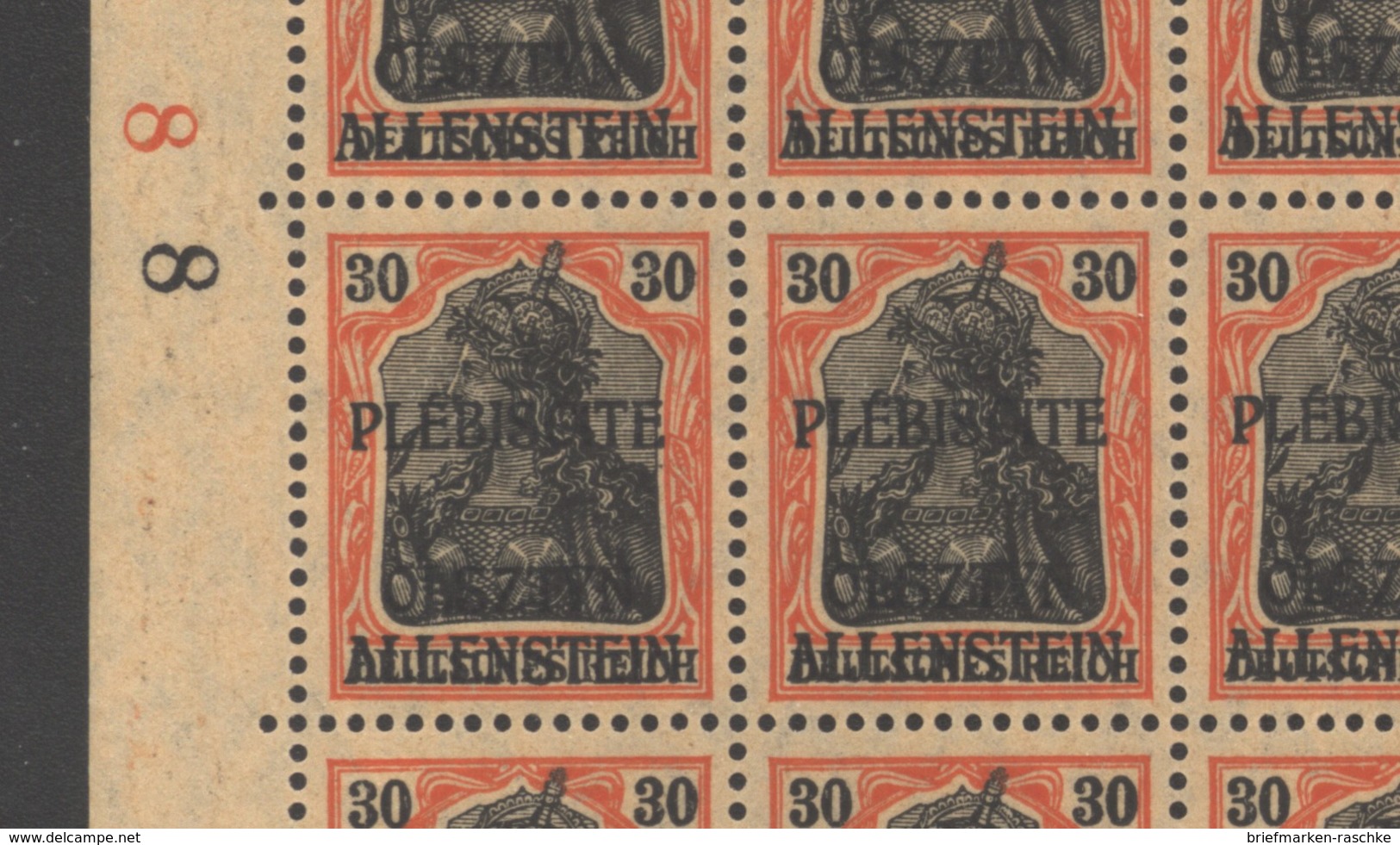 Allenstein,6 Im Bogen Mit Plattenfehler I+II,xx  (M1) - Allenstein