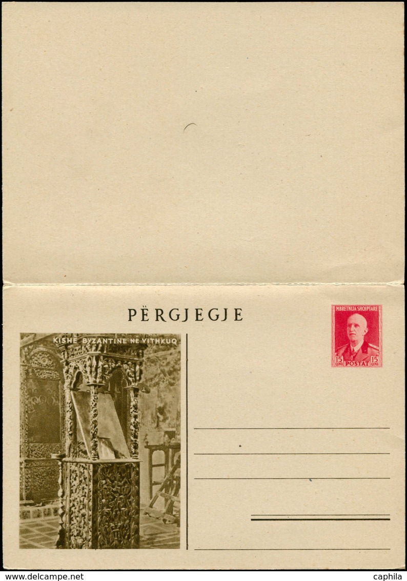 N ALBANIE - Entiers Postaux - Occupation Italienne, Michel P 52/53, 2 Cp Illustrées 10+10q. Brun Et 15+15q. Rouge - Albanie