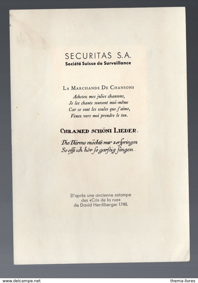 Les Cris De Paris :LE VENDEUR DE NOIX (gravure Offerte Par SECURITAS S.A.) (PPP11687) - Other & Unclassified