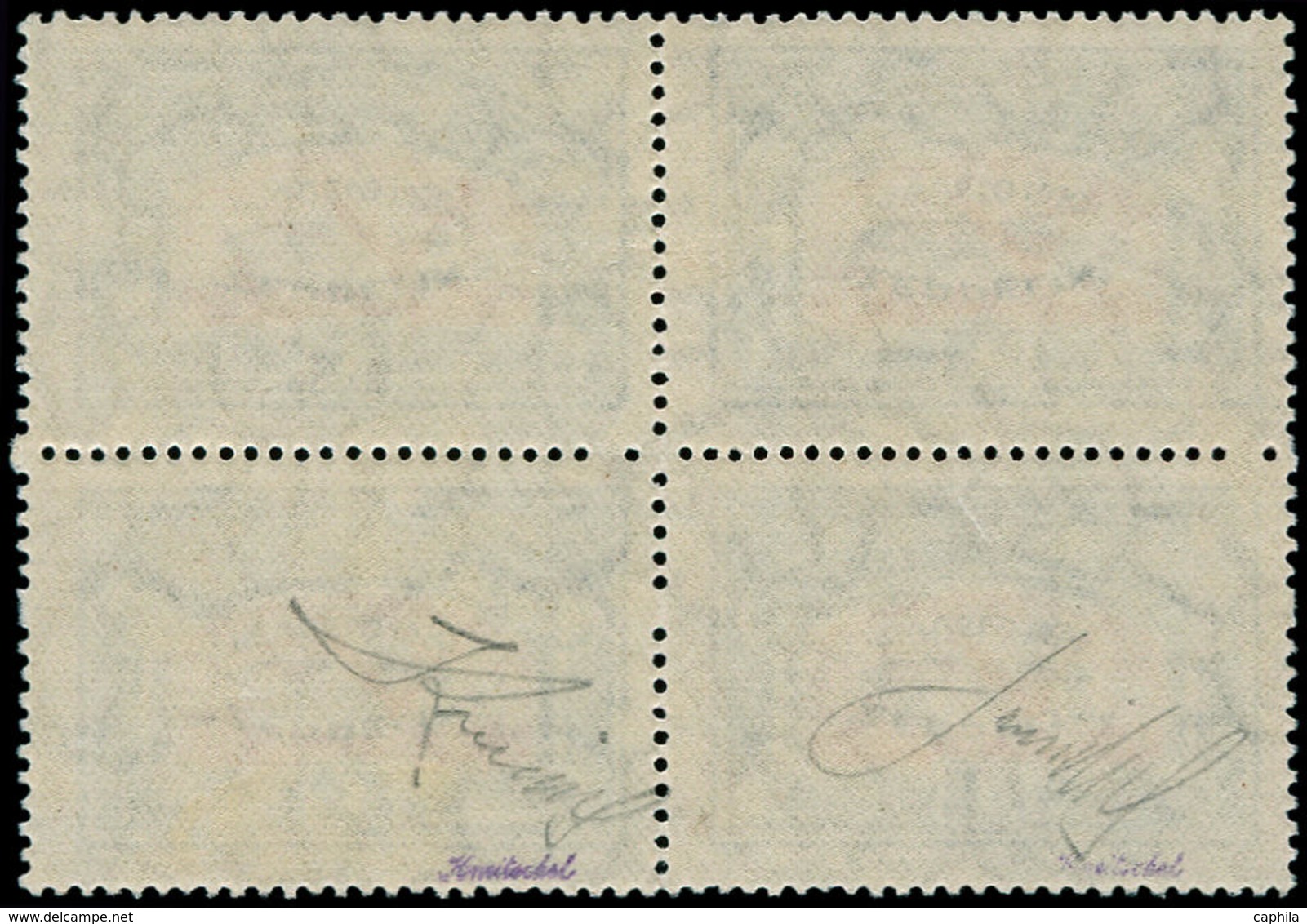 * ARGENTINE - Poste Aérienne - 19Da, Bloc De 4 (1 Ex **), Surcharge Renversée (tirage 50), Signé: 1p. Zeppelin (catalogu - Autres & Non Classés