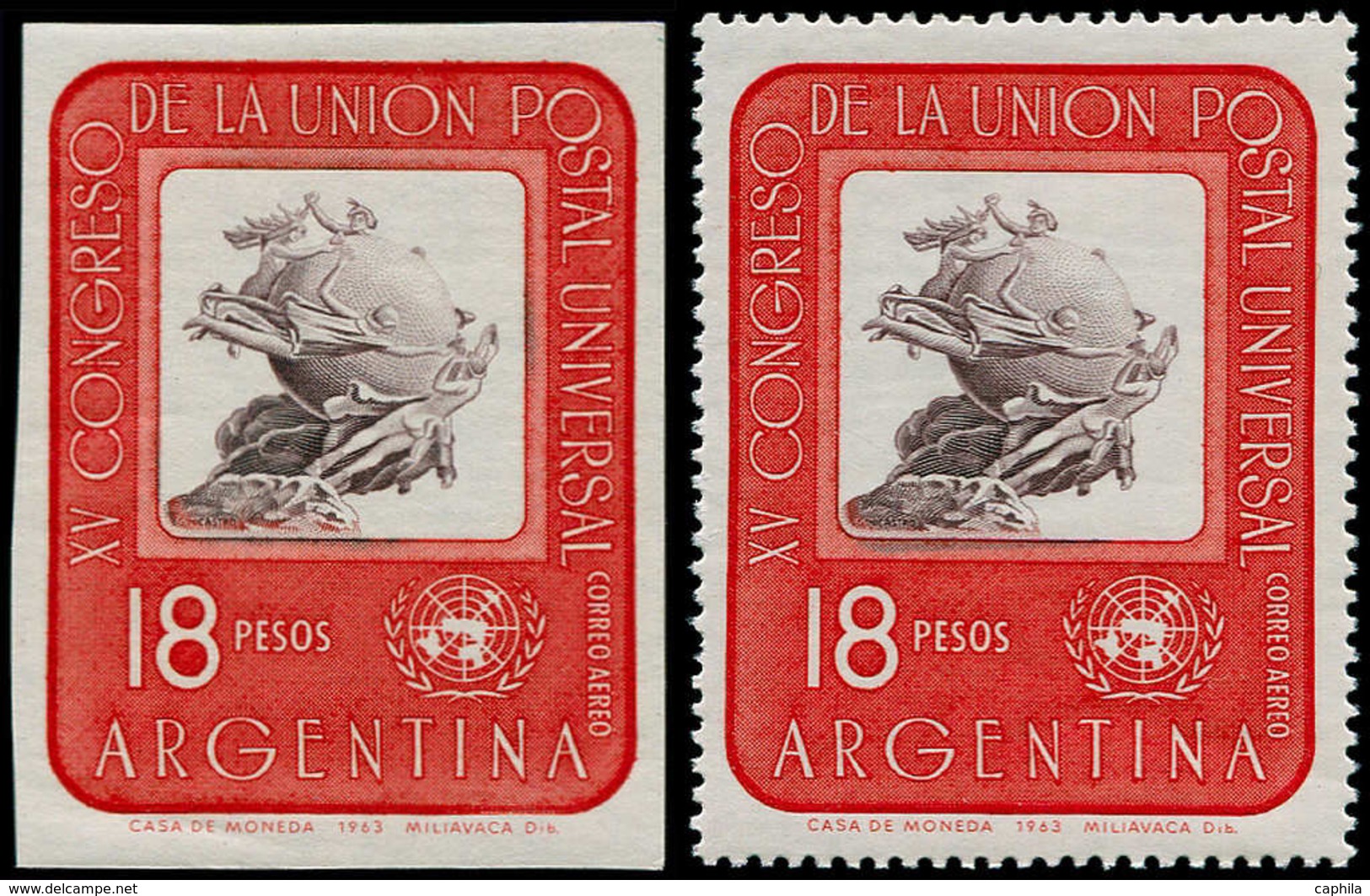 * ARGENTINE - Poste Aérienne - 98/98a, Non Dentelé (+ Normal **): Congrès UPU 1964 - Autres & Non Classés