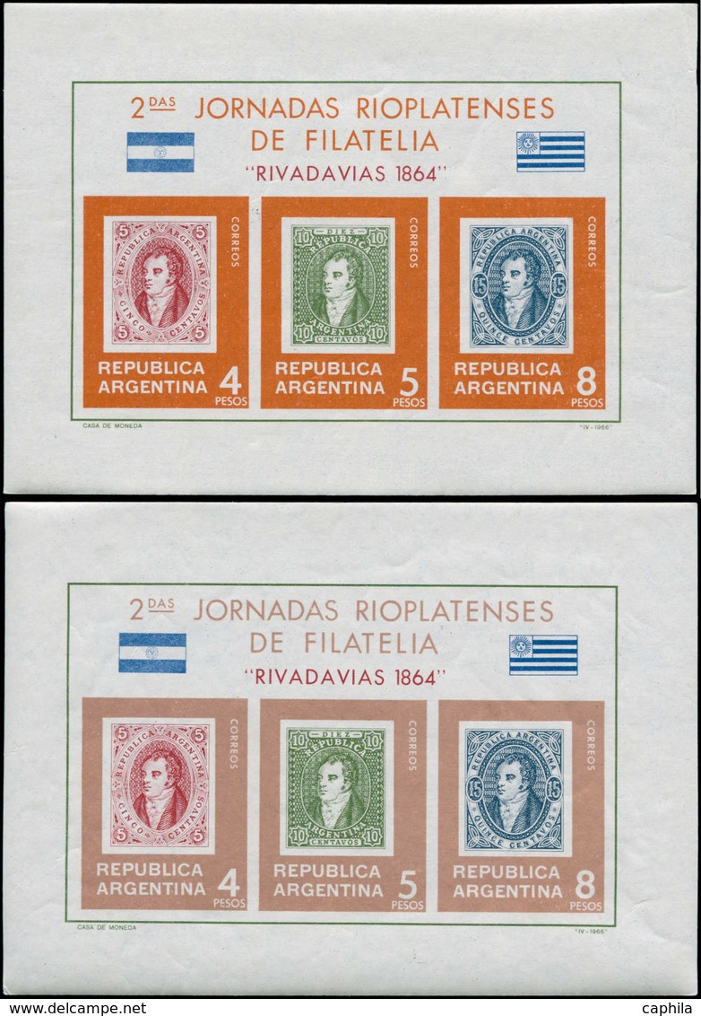 ESS ARGENTINE - Blocs Feuillets - 15, Série De 5 Blocs En Essais De Couleurs + Bloc Définitif: Expo "Rivadavia 1864" - Autres & Non Classés