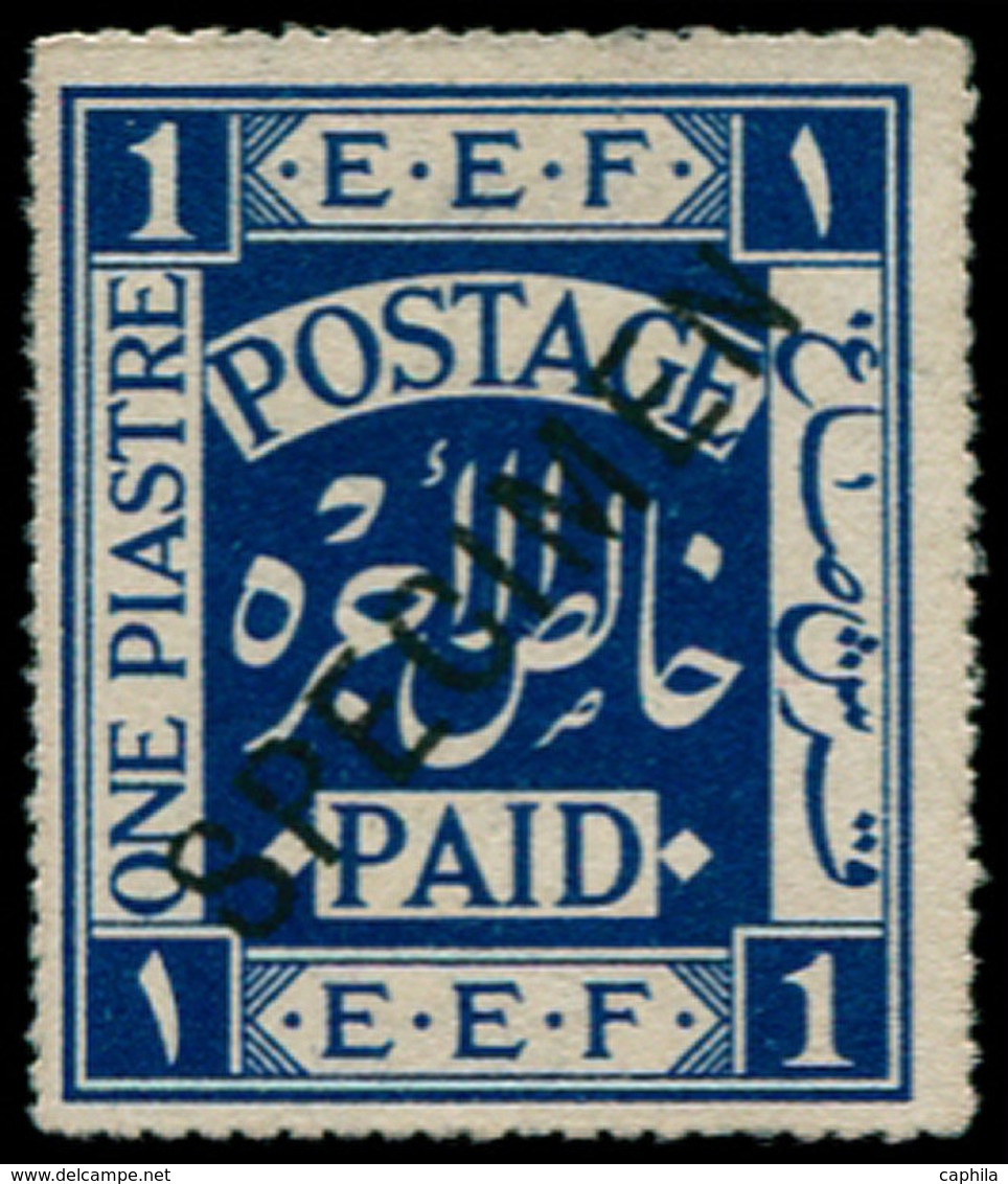 (*) PALESTINE - Poste - 1, Surcharge Diagonale "spécimen": 1p. Bleu Foncé (SG 1 S) - Palestine