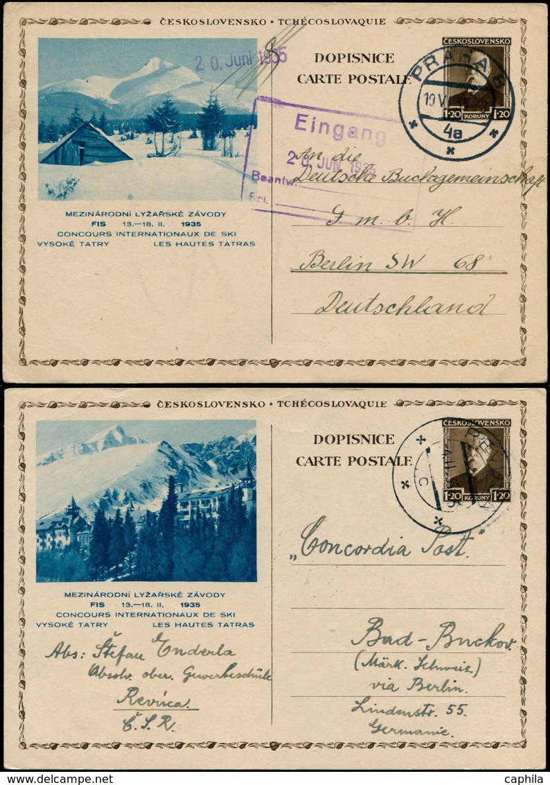 N/O Sports D'hiver - Entiers Postaux - Tchécoslovaquie, Série Complète De 5 CP 1.20k. Brun: Ski, Tatras 1935 - Hiver