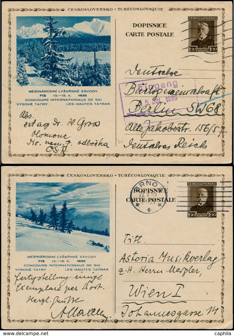 N/O Sports D'hiver - Entiers Postaux - Tchécoslovaquie, Série Complète De 5 CP 1.20k. Brun: Ski, Tatras 1935 - Hiver