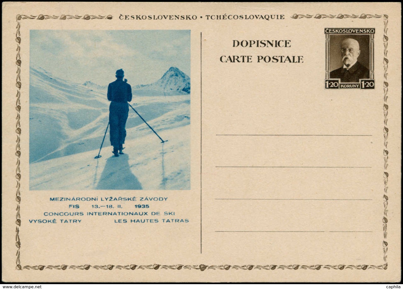 N/O Sports D'hiver - Entiers Postaux - Tchécoslovaquie, Série Complète De 5 CP 1.20k. Brun: Ski, Tatras 1935 - Hiver