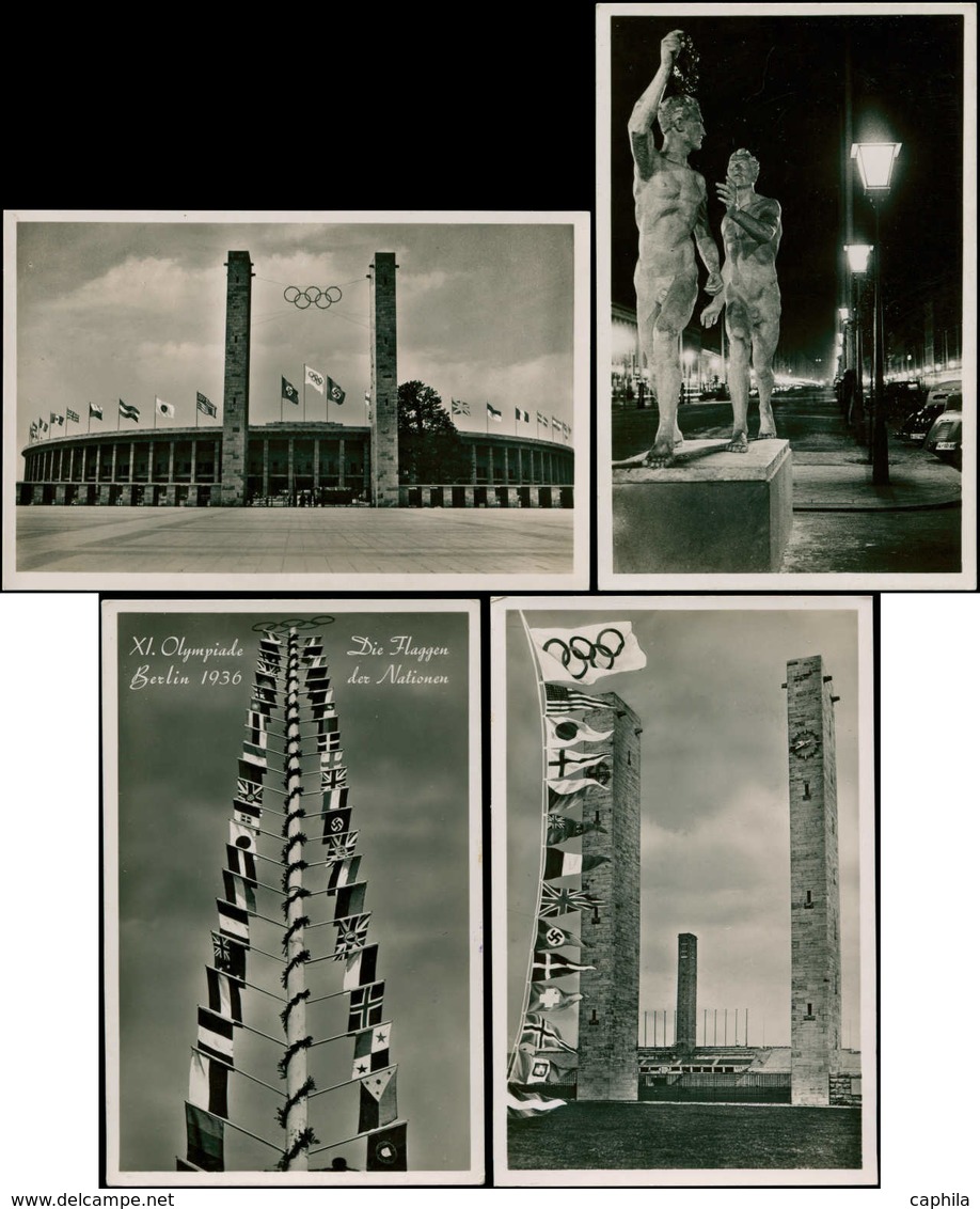 CP Jeux Olympiques - Poste - Allemagne, 4 CP Noir (N), éditeur Retzchel: Jeux Olympiques De Berlin 1936 - Autres & Non Classés