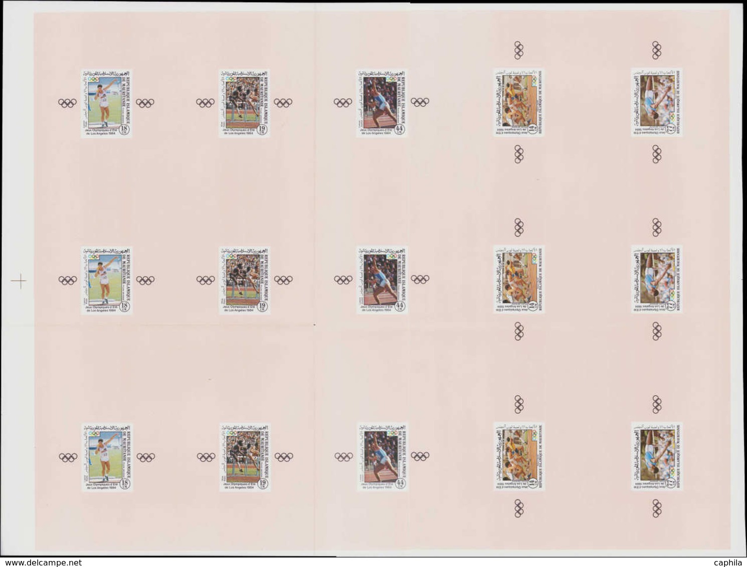 ** Jeux Olympiques - Poste - Mauritanie, Michel 84/25 (x3), En Blocs Feuillets Individuels Non Dentelés, Imprimés En Une - Autres & Non Classés