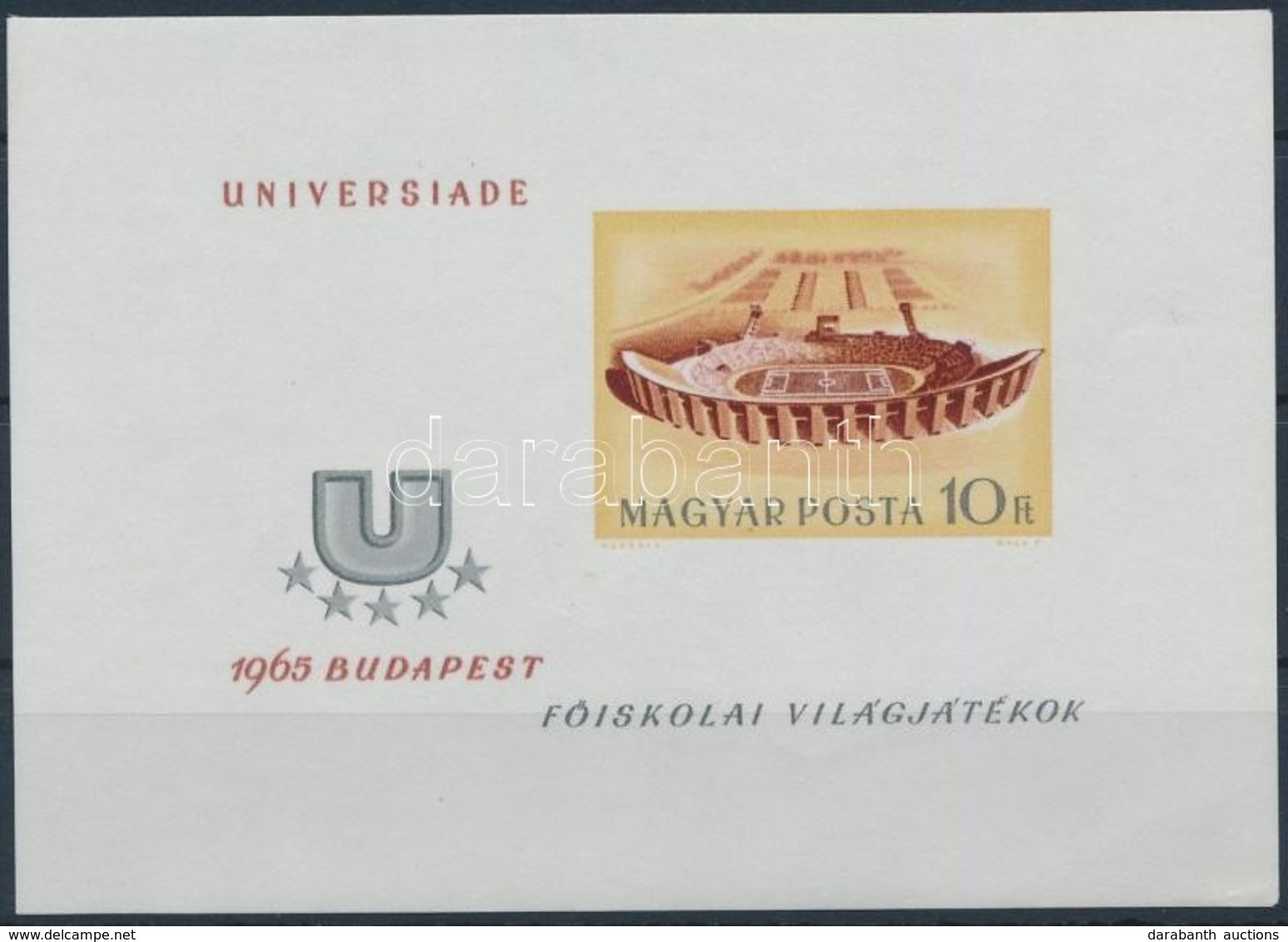 ** 1965 Universiade Vágott Blokk (4.000) (saroktörés, Gumihiba / Corner Fold, Gum Disturbance) - Sonstige & Ohne Zuordnung