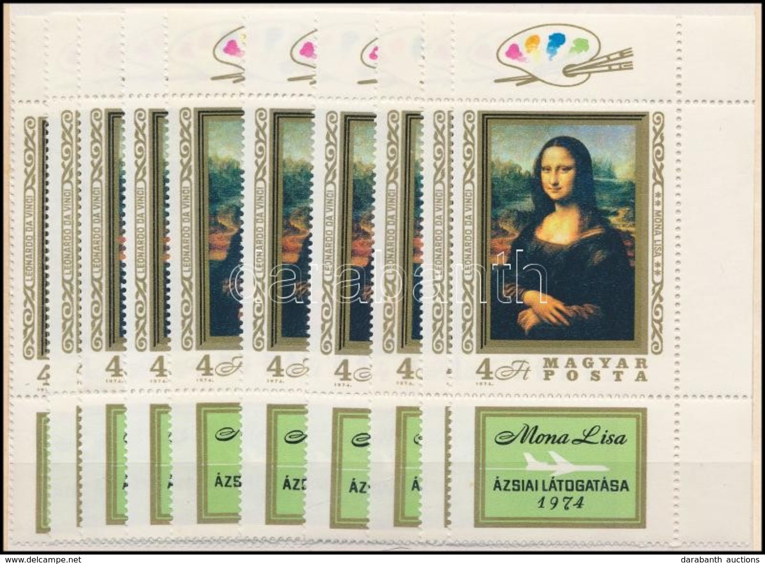 ** 1974 10db Mona Lisa Bélyeg Alsó Szelvénnyel (12.000) - Sonstige & Ohne Zuordnung