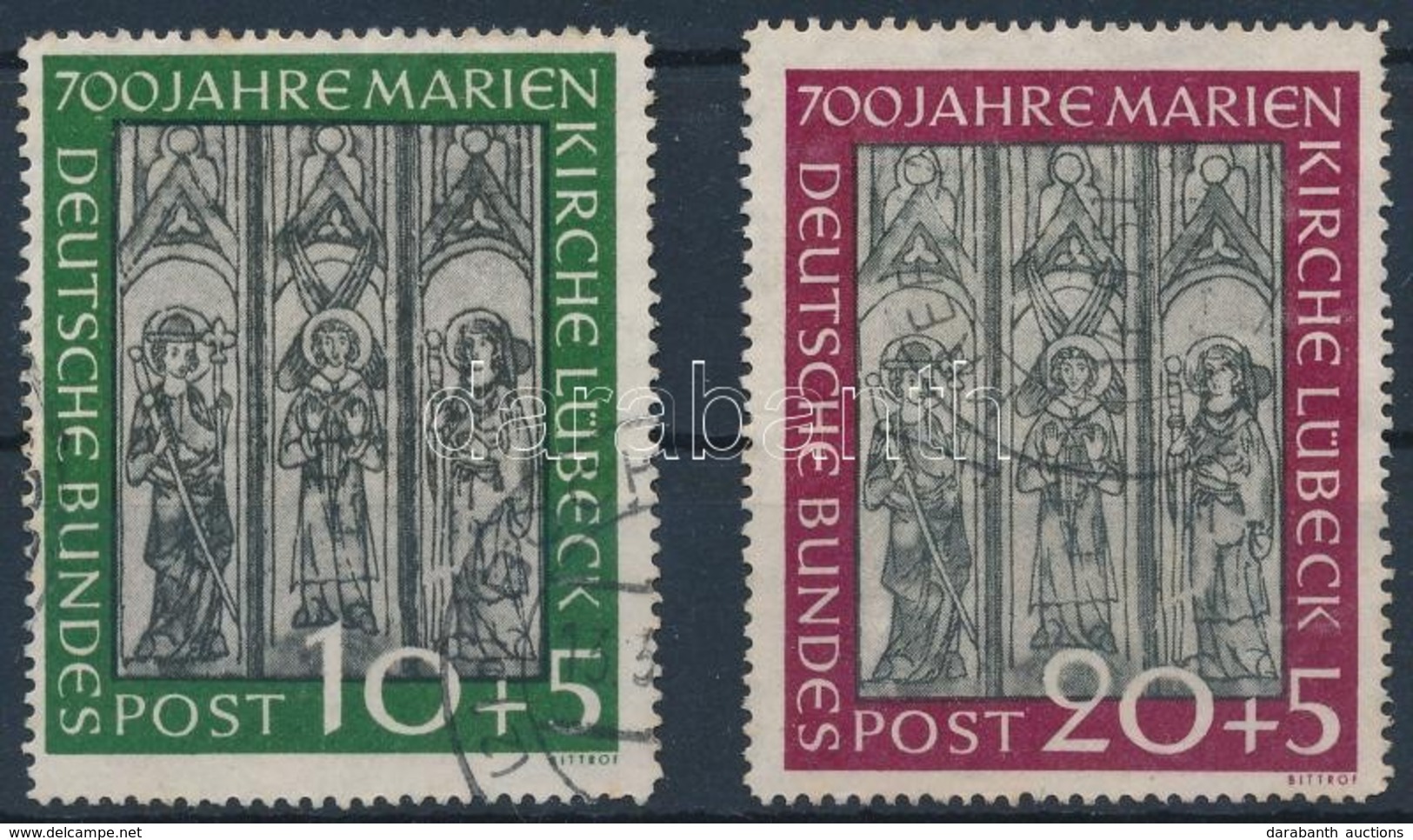 O NSZK 1951 Lübecki Mária Templom Pár Mi 139-140 (Mi EUR 200,-) - Sonstige & Ohne Zuordnung