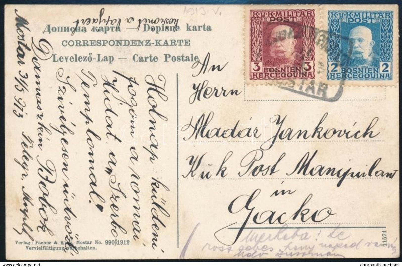 1913 Képeslap 2h + 3h Bérmentesítéssel / Postcard With 2h + 3h Franking (Mostart ábrázoló Képeslap) - Sonstige & Ohne Zuordnung