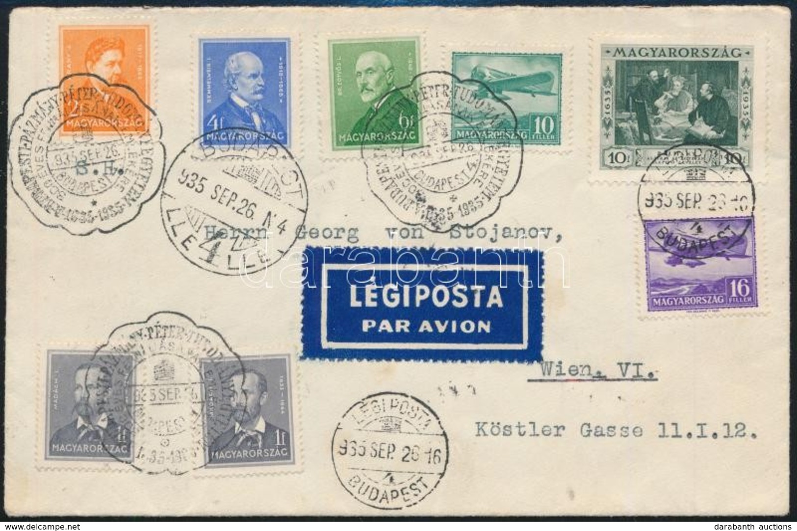 1935 Légi Levél Ausztriába / Airmail Cover To Austria - Otros & Sin Clasificación
