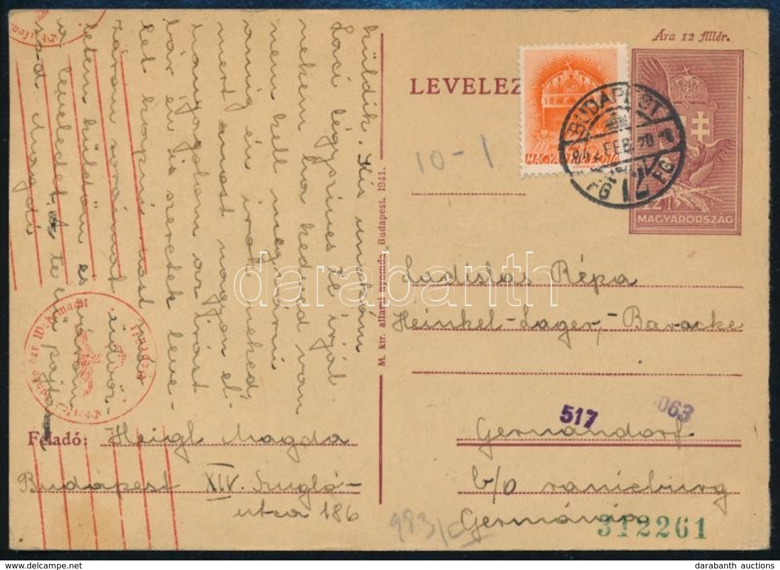 1942-1943 2 Db Díjjegyes Levelezőlap, Egyik Díjkiegészítéssel / 2 PS-cards - Otros & Sin Clasificación
