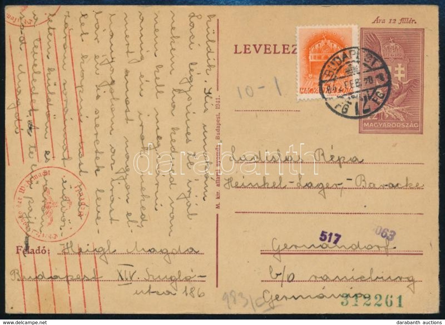 1942-1943 2 Db Díjjegyes Levelezőlap, Egyik Díjkiegészítéssel / 2 PS-cards - Sonstige & Ohne Zuordnung