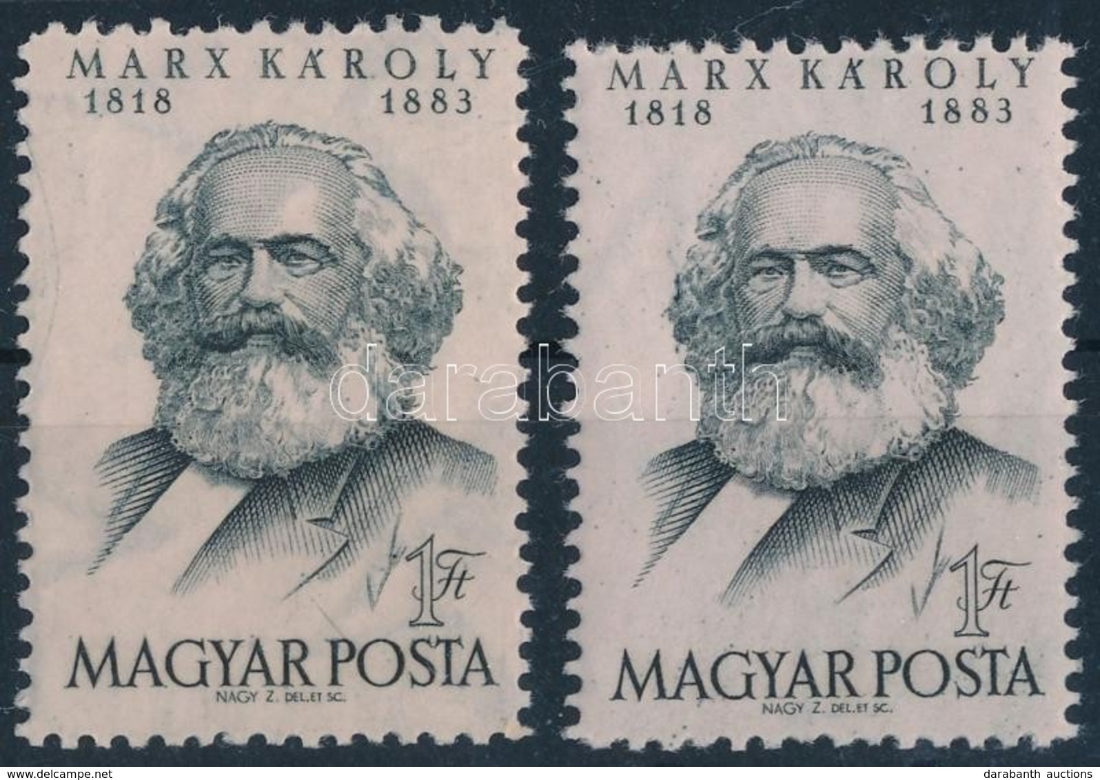** 1953 Karl Marx Bélyeg 1 Lyuksorral Rövidebb + Támpéldány - Other & Unclassified