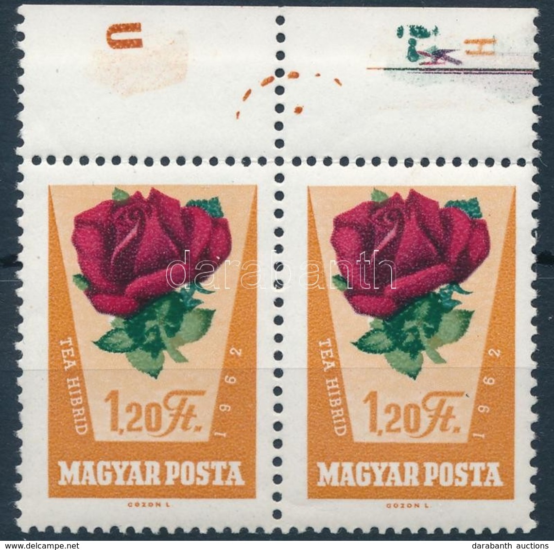 ** 1962 Rózsák 1,20Ft ívszéli Pár, ívszéli Jelzésekkel - Sonstige & Ohne Zuordnung