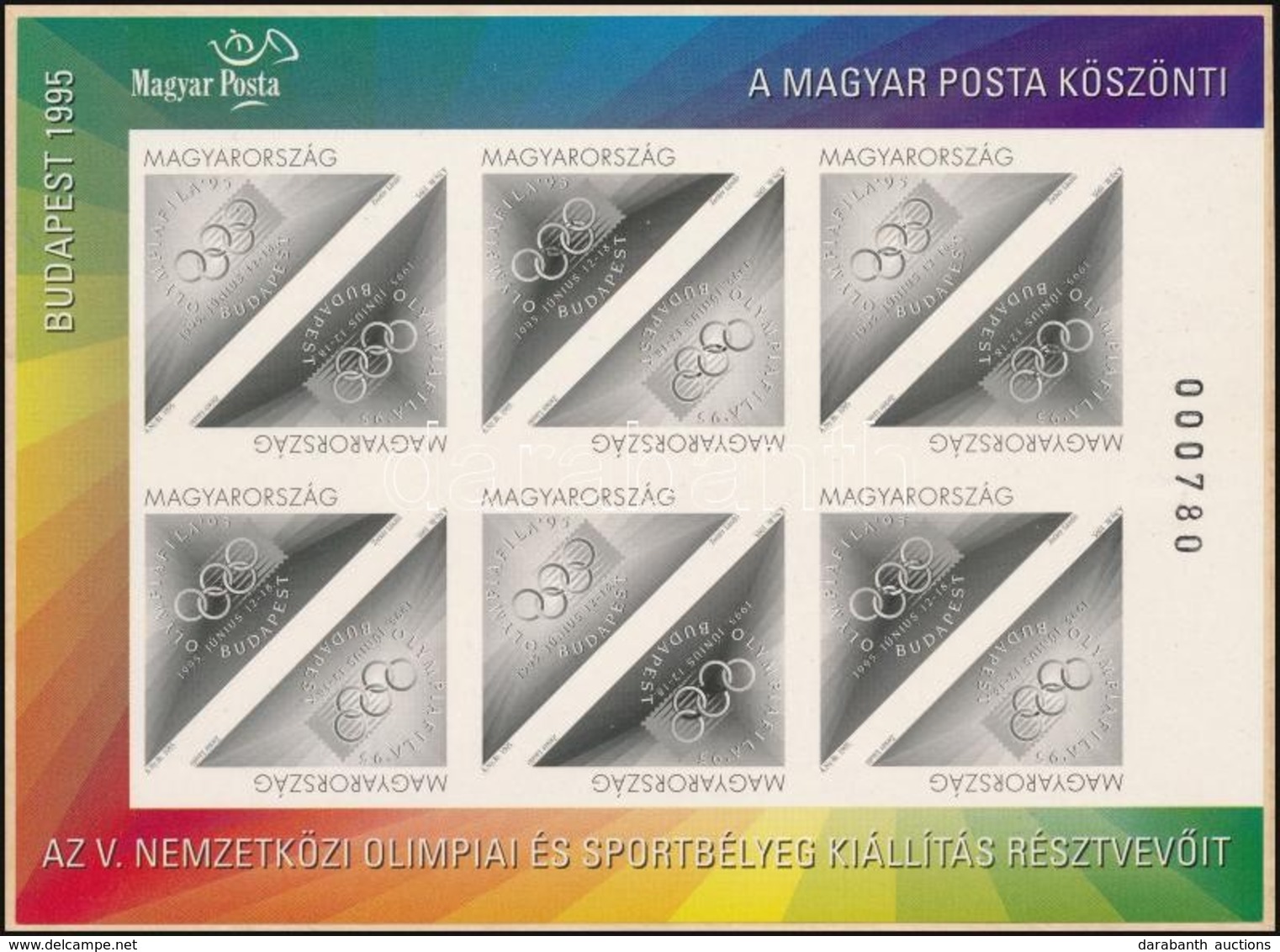 ** 1995 Olympiafila Kisív és Sorszámozott Feketenyomat Blokk (10.000) / Mi 4347-4348 Mini Sheet And Black Print Block - Otros & Sin Clasificación