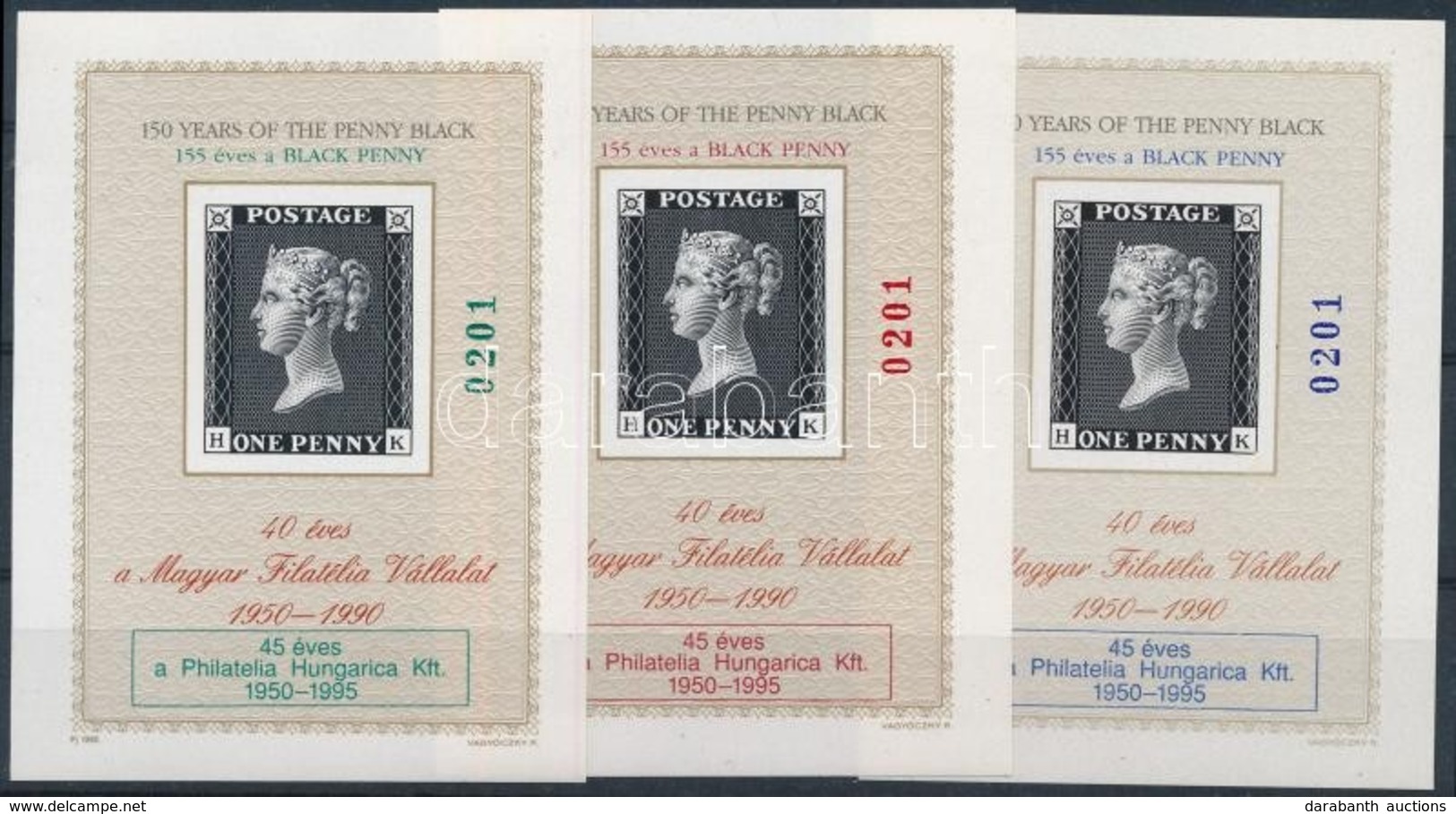 ** 1995/6 45 éves A Philatelia Hungarica Kft. 3 Db-os Emlékív Garnitúra Azonos Sorszámmal - Sonstige & Ohne Zuordnung