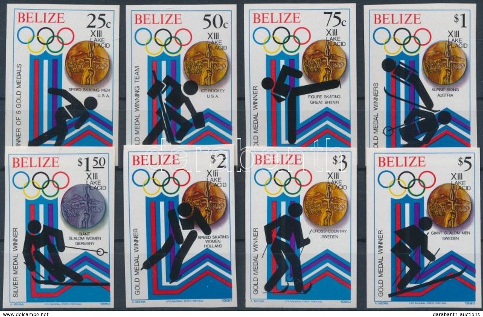 ** 1980 Téli Olimpiai érmesek Vágott Sor Mi 501-508 B - Sonstige & Ohne Zuordnung