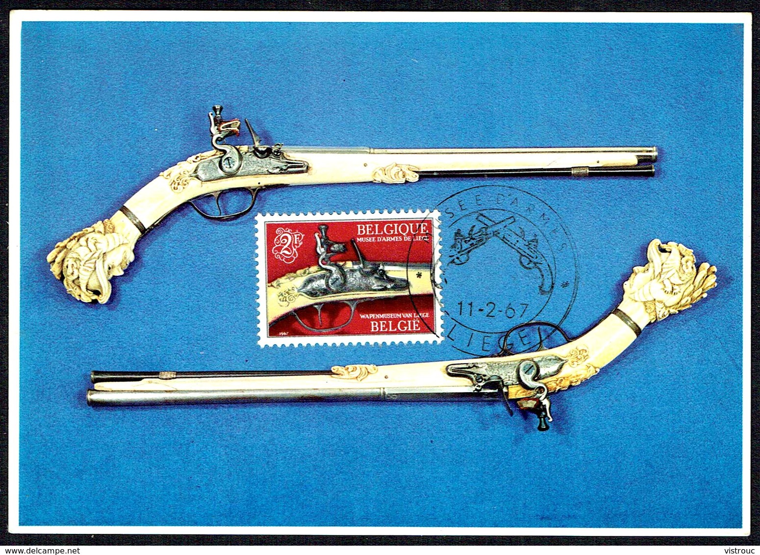 Belgique - C.O.B. N° 1406 Sur CM - Oblitérations 1 Ier Jour "LIEGE - 11-2-1967" - Musée D'Armes De LIEGE. - 1961-1970