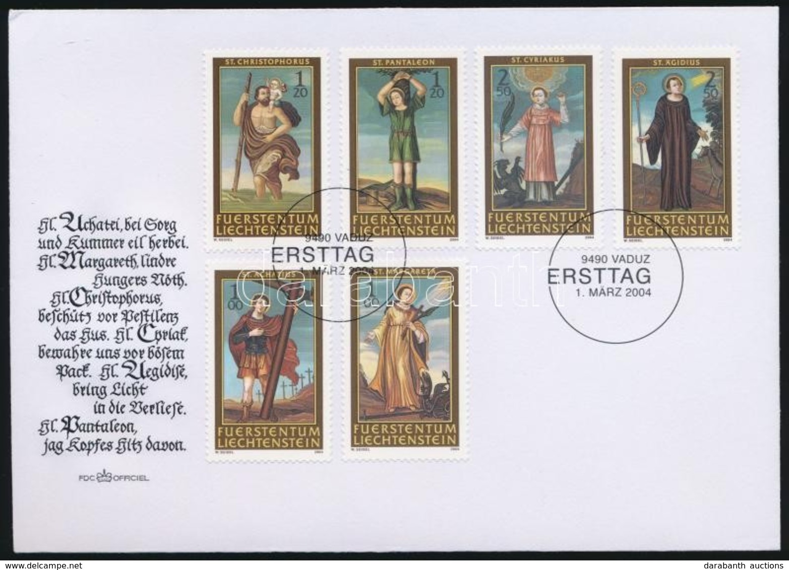 2004 Szentek Sor Mi 1341-1346 FDC-n - Sonstige & Ohne Zuordnung