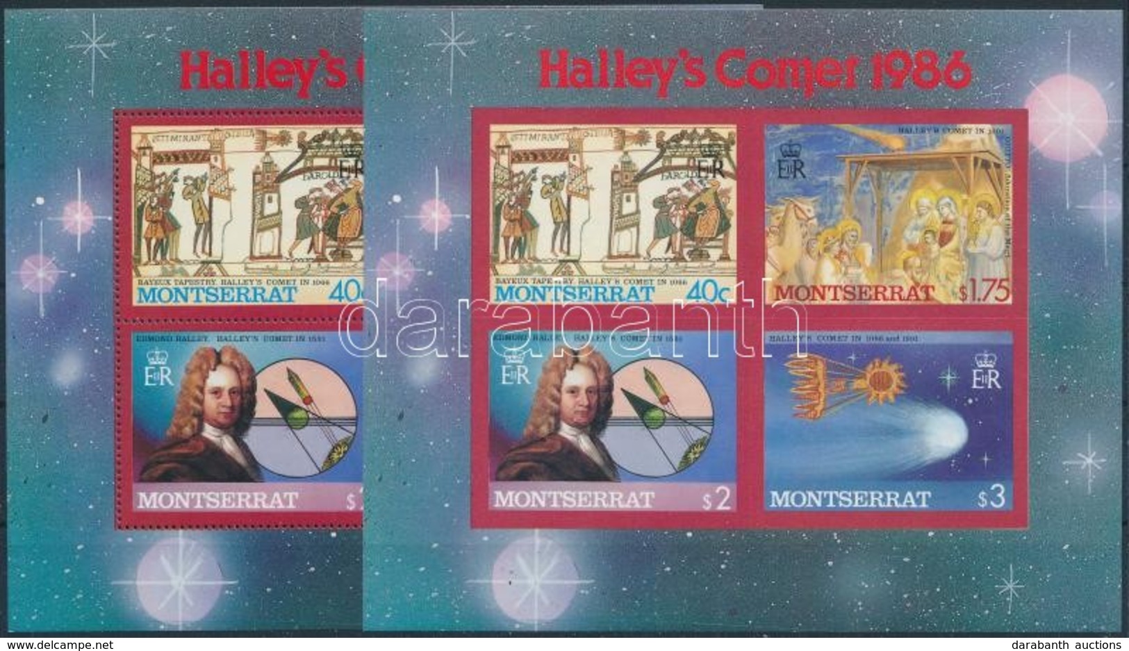 ** 1986 Halley-üstökös Sor Mi 622-629 + Fogazott és Vágott Blokkpár Mi 35-36 - Otros & Sin Clasificación