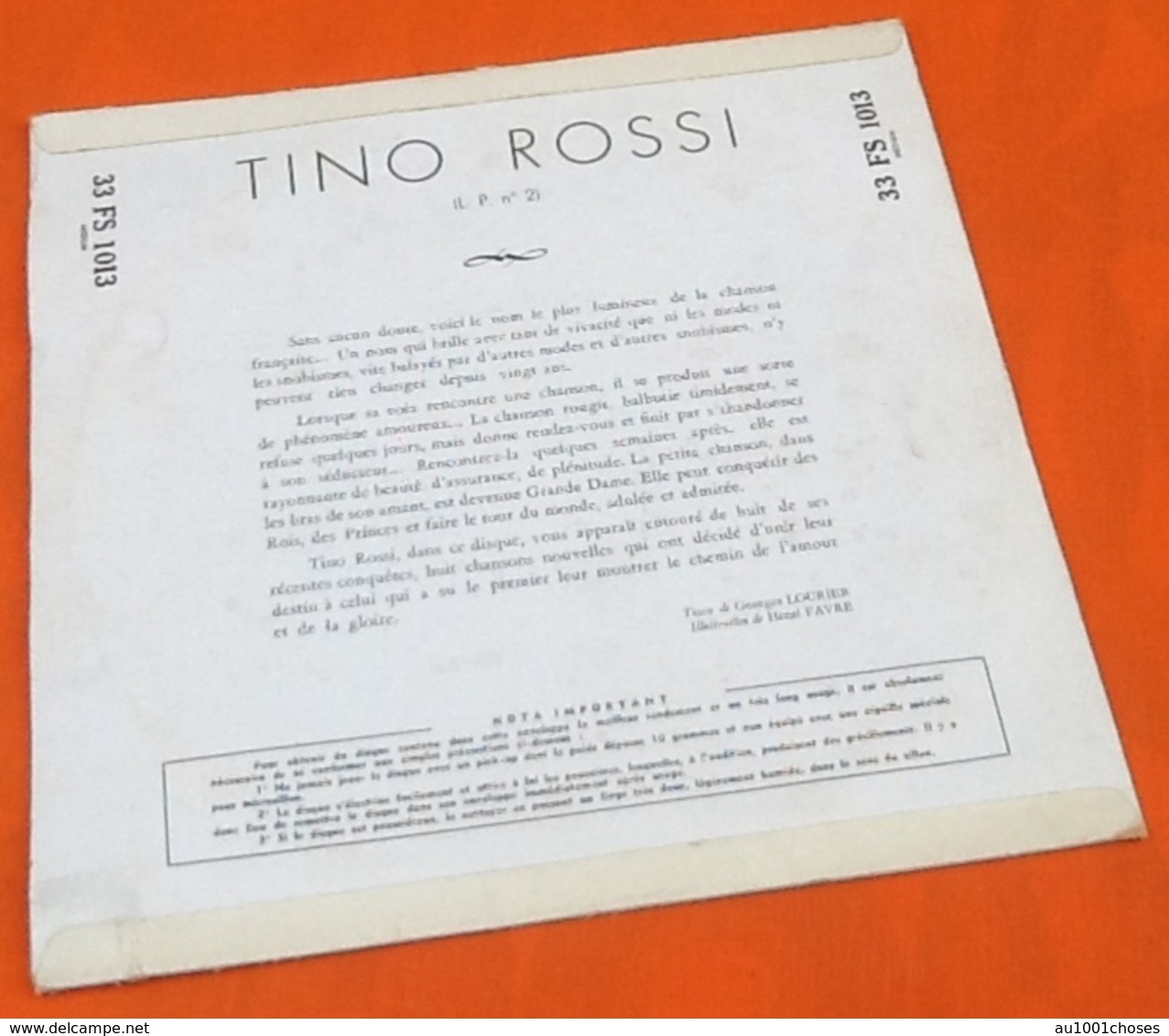 Album Vinyle 33 Tours (25cm) Tino Rossi Récital  N°2 (1954) Columbia 33 FS 1013 - Formats Spéciaux