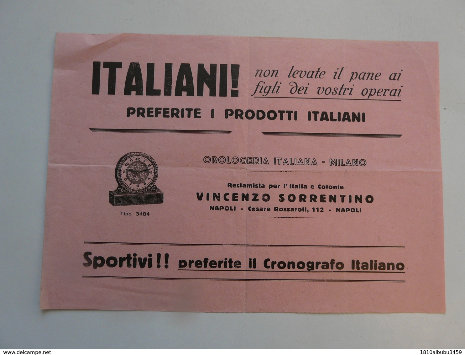 VIEUX PAPIERS - PUBLICITE : Orologeria Italiani - MILANO - Publicités