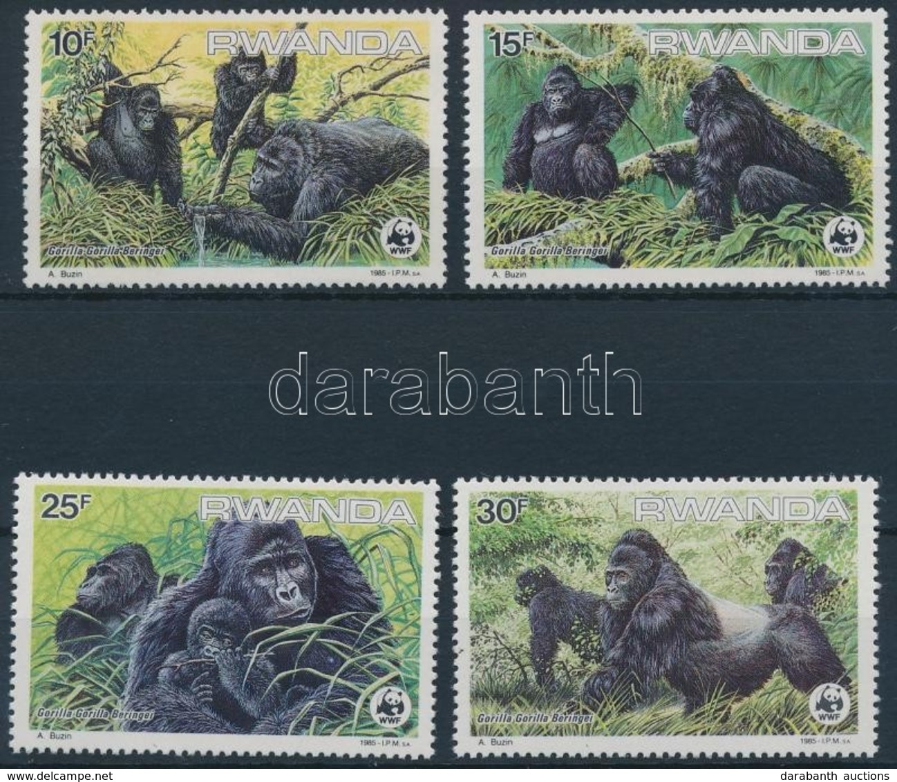 ** 1985 WWF: Hegyi Gorillák Sor Mi 1292-1295 + 4 Db FDC - Sonstige & Ohne Zuordnung