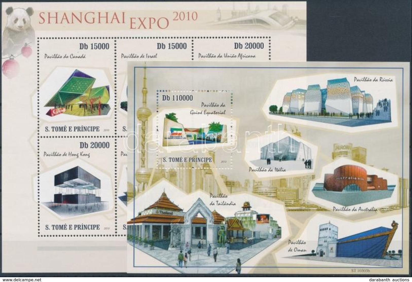 ** 2010 Shanghai EXPO Kiállítási Pavilonok Kisív Mi 4522-4527 + Blokk Mi 777 - Sonstige & Ohne Zuordnung