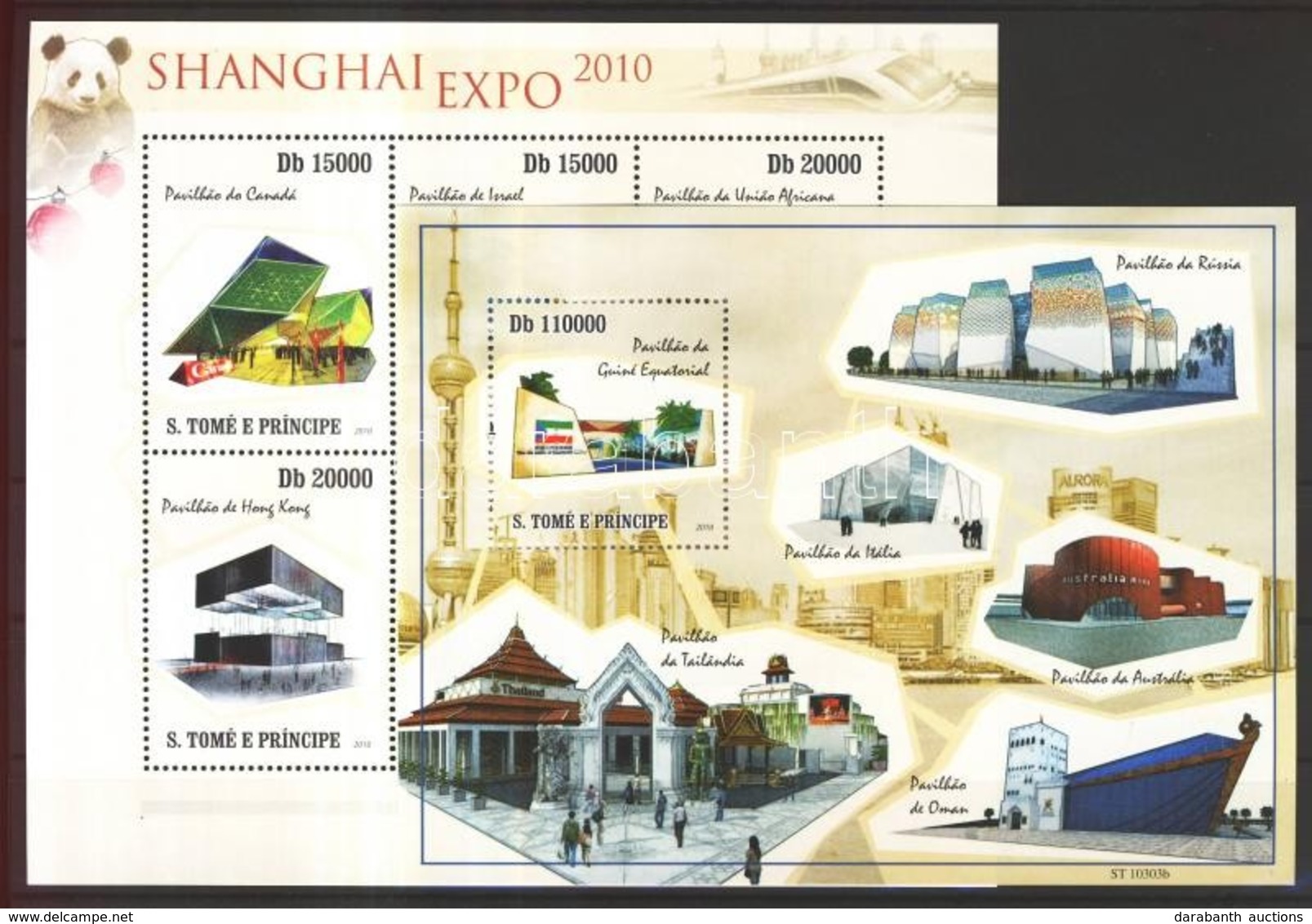 ** 2010 Shanghai EXPO Kiállítási Pavilonok Kisív Mi 4522-4527 + Blokk Mi 777 - Sonstige & Ohne Zuordnung