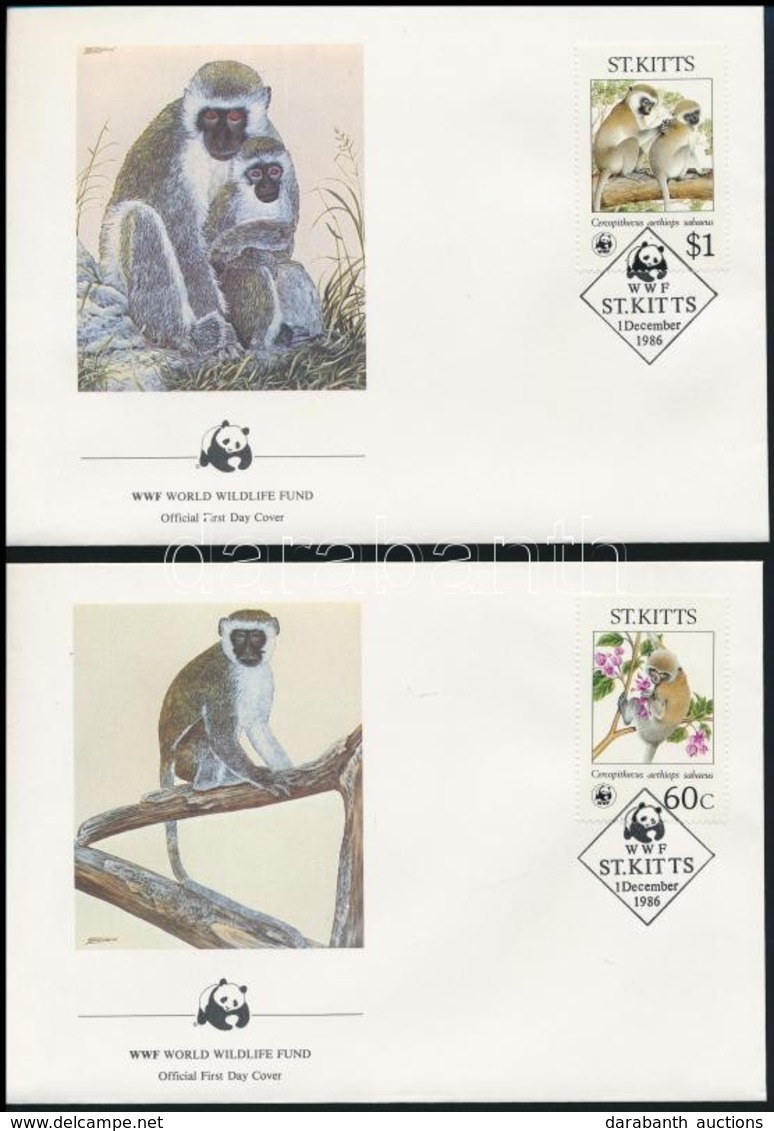 1986 WWF: Etióp Majom Sor Mi 184-187 4 Db FDC-n - Sonstige & Ohne Zuordnung