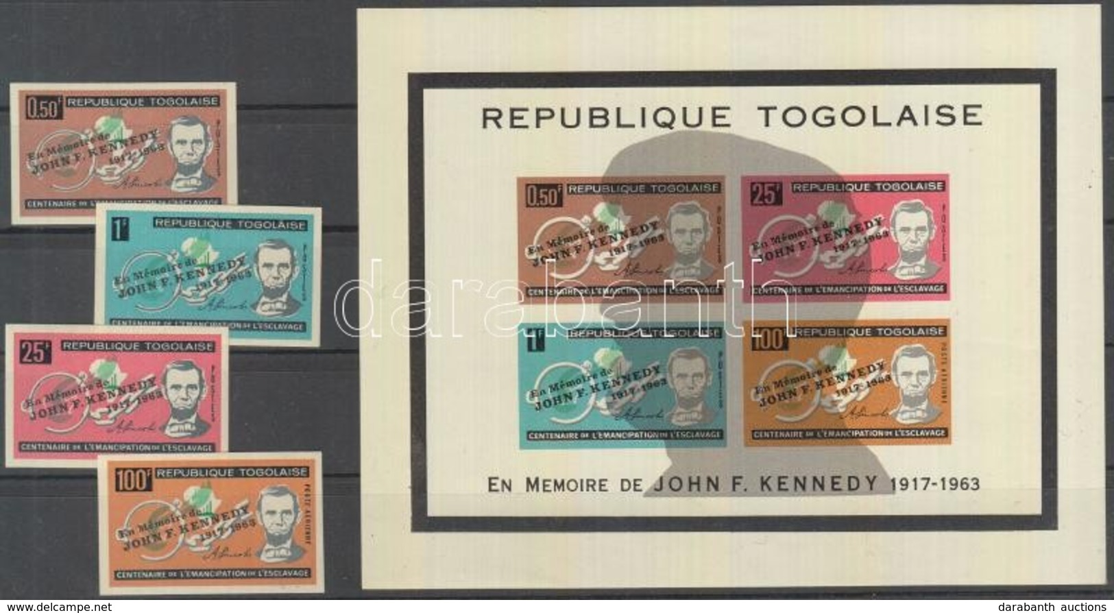 ** 1964 Kennedy Vágott Sor Mi 407-410 B + Blokk 13 - Sonstige & Ohne Zuordnung