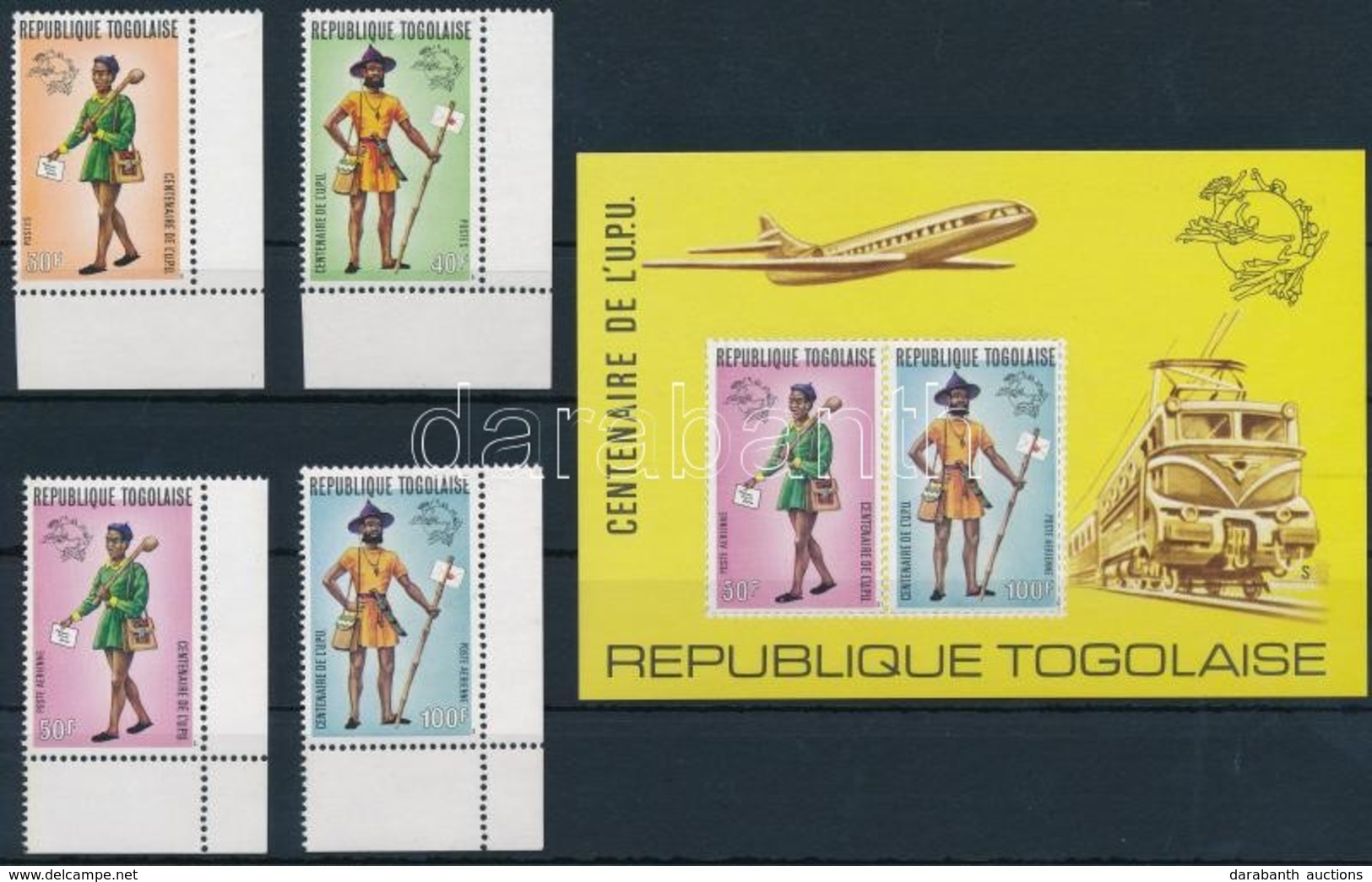 ** 1974 UPU ívsarki Sor Mi 1035-1038 A + Blokk Mi 84 C (papírránc / Paper Crease) - Sonstige & Ohne Zuordnung