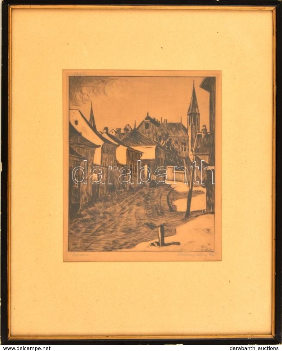 Beleznay István (1892-1954): Tabán. Rézkarc, Papír, Jelzett, üvegezett Keretben, 28×23 Cm - Sonstige & Ohne Zuordnung