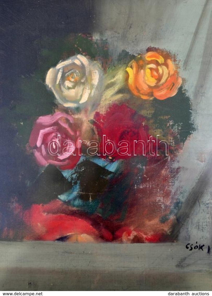 Csók Jelzéssel: Rózsák. Akvarell, Papír. 32x24 Cm Keretben - Sonstige & Ohne Zuordnung