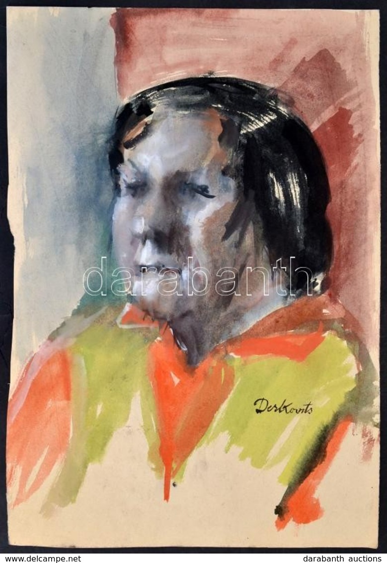 Derkovits Jelzéssel: Nő Akvarell, Papír. 43x31 Cm - Sonstige & Ohne Zuordnung