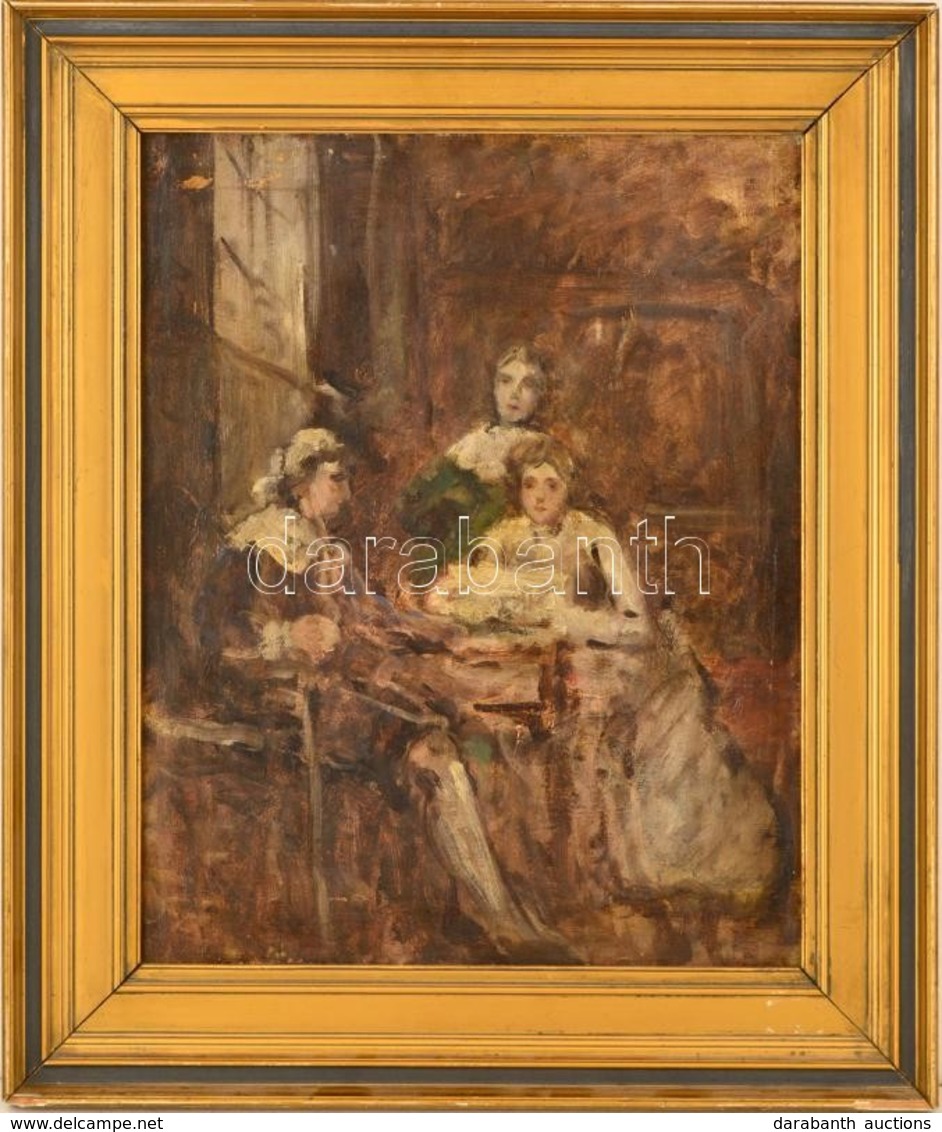 Jelzés Nélkül: Felolvasás (tanulmány). Olaj, Vászon (festék Kopással), Keretben, 42×33 Cm - Sonstige & Ohne Zuordnung