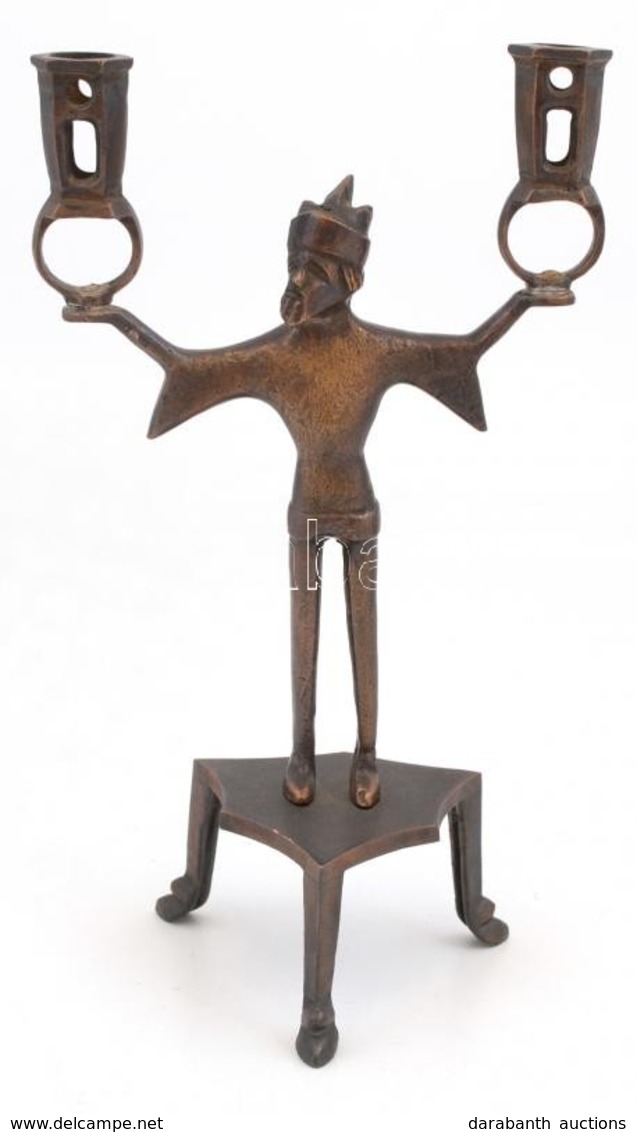 Jelzés Nélkül: Figurális Gyertyatartó. Bronz. 24 Cm - Sonstige & Ohne Zuordnung