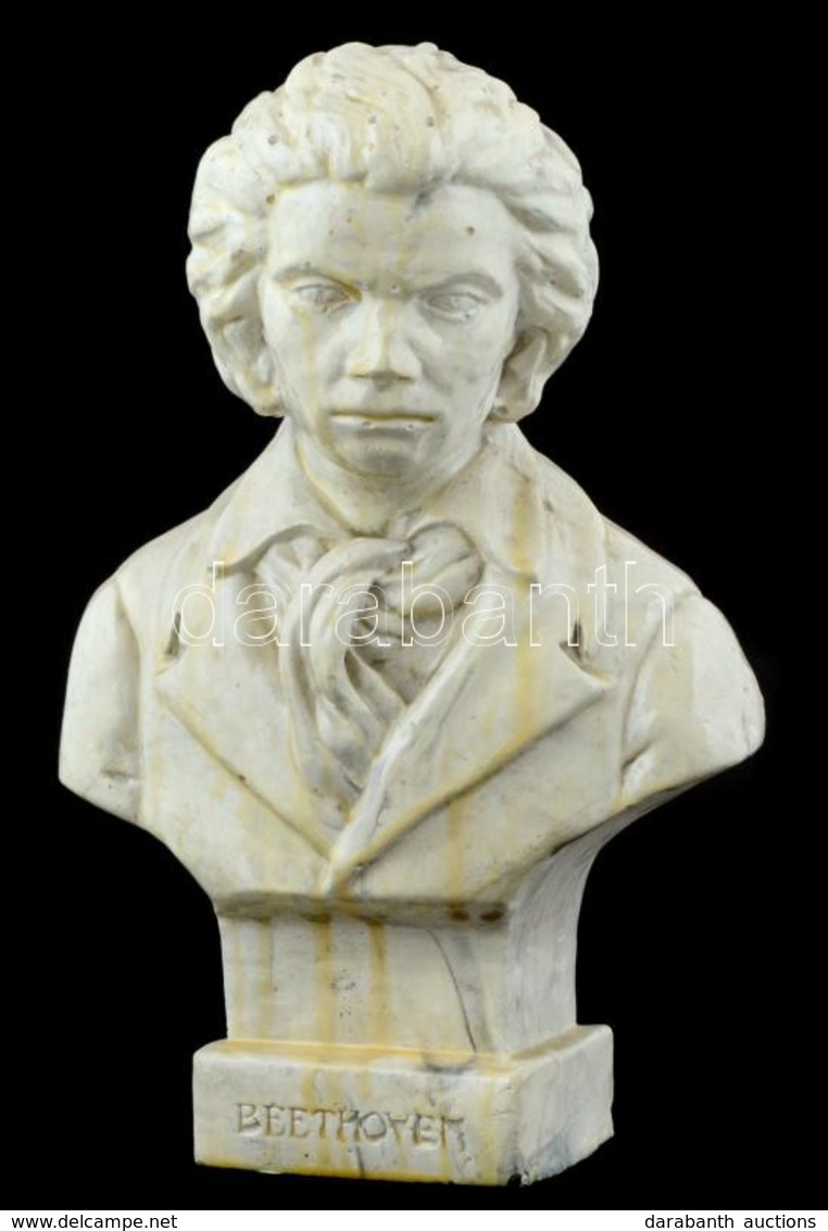 Ludwig Van Beethoven Zeneszerző Lakkozott Gipsz Mellszobra, Büsztje. / Plaster Bust Of Beethowen 29 Cm - Sonstige & Ohne Zuordnung