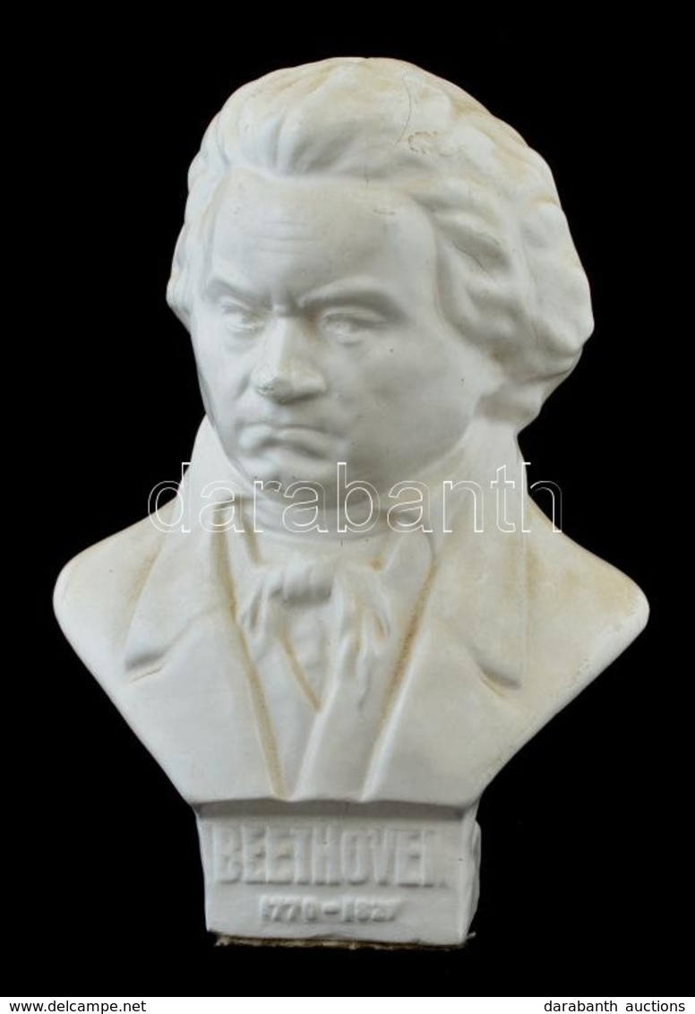 Ludwig Van Beethoven Zeneszerző Lakkozott Gipsz Mellszobra, Büsztje. / Plaster Bust Of Beethowen 19 Cm - Sonstige & Ohne Zuordnung