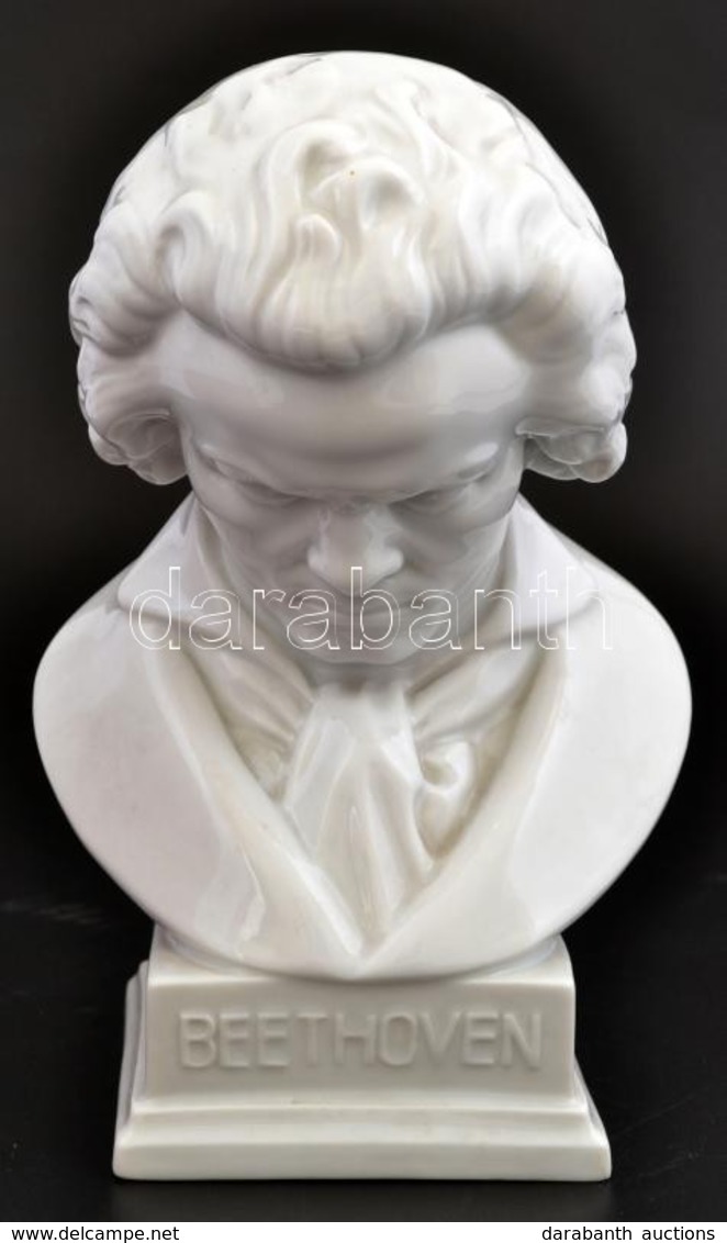 Herendi Porcelán Beethoven Büszt, Fehér Mázas, Jelzett, Hibátlan, M: 21 Cm - Sonstige & Ohne Zuordnung