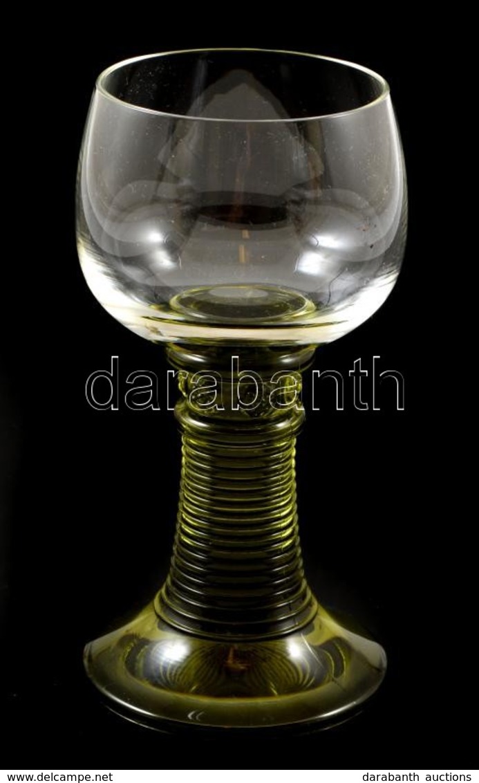 Zöld Talpas üvegpohár, Kis Karcolásokkal, M: 13,5 Cm - Glas & Kristall