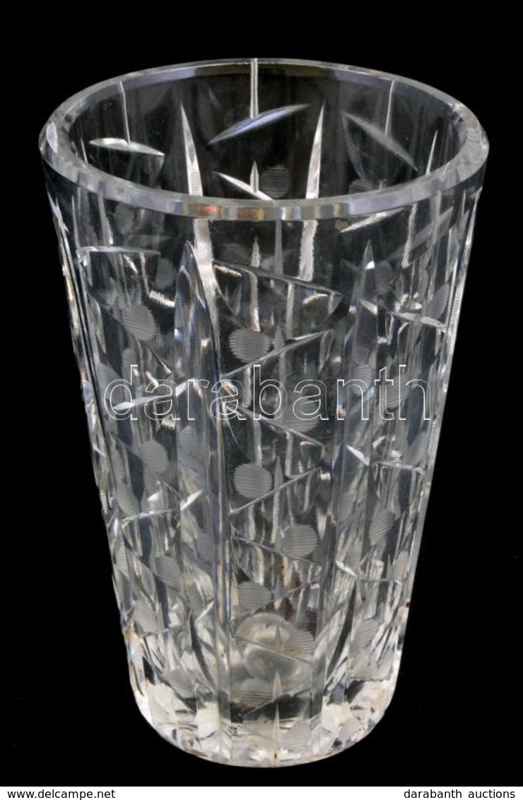 Metszett üveg Váza, Karcolásokkal, Apró Csorbákkal, M: 15,5 Cm - Glas & Kristall