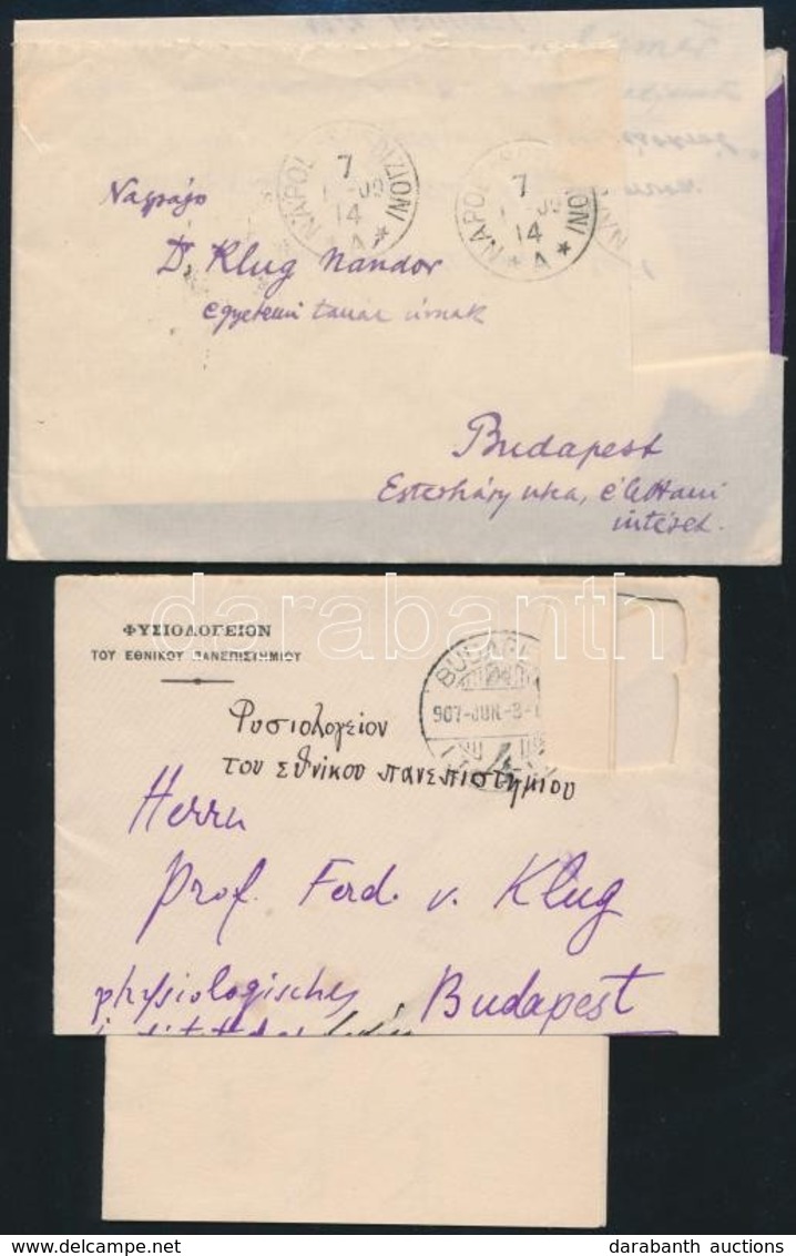 1907-1928 R. Nicolaides és Veress Levelei Klug Professzornak, Borítékkal Együtt - Ohne Zuordnung