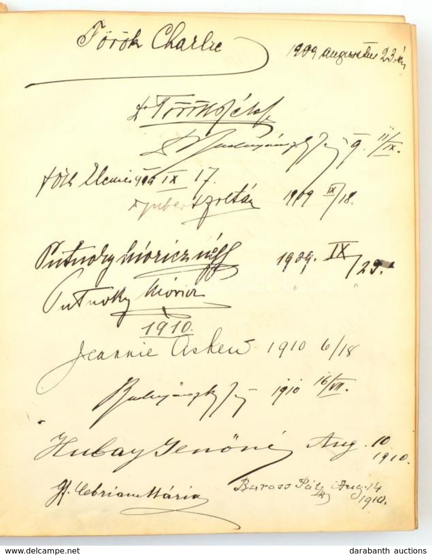 1908-1913 Ipoly-Pinc Látogató/emlékkönyvecske, évszámok Szerinti Névbejegyzésekkel. Egészbőr-kötésben, Sérült, Rossz áll - Ohne Zuordnung