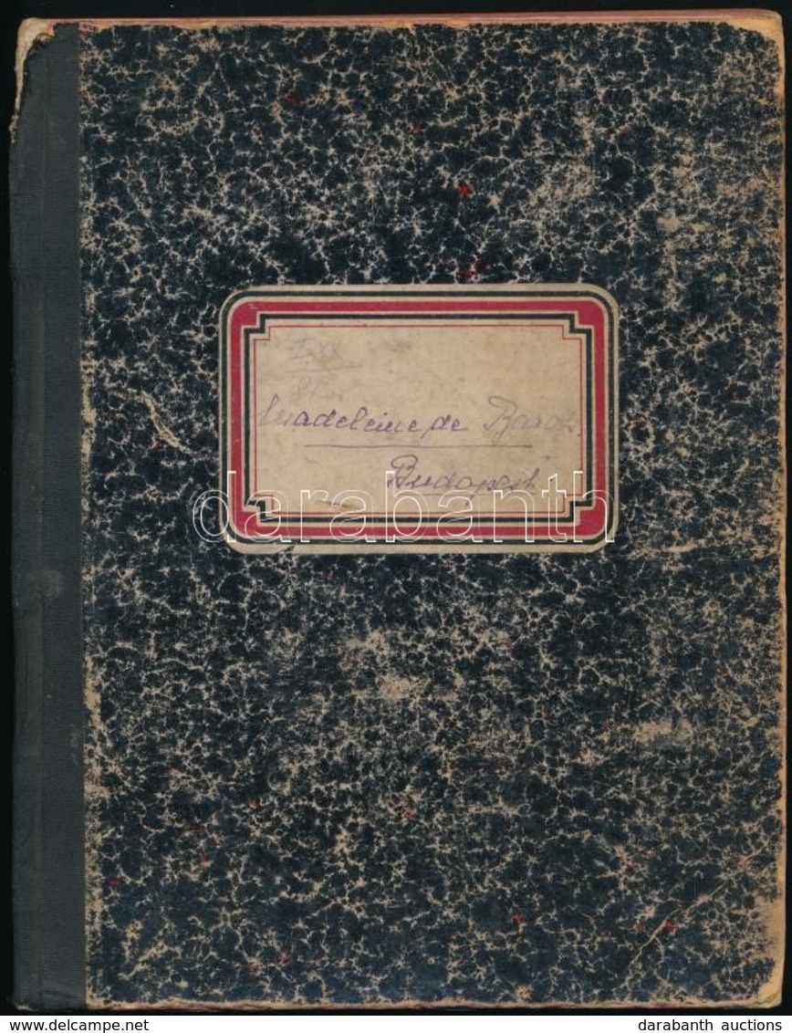 1919 "Madeleine De Baross": Szakácskönyv 919", Kézzel írt Szakácskönyv, "Madeleine De Baross" Névvel A Borítón, Kopott F - Ohne Zuordnung